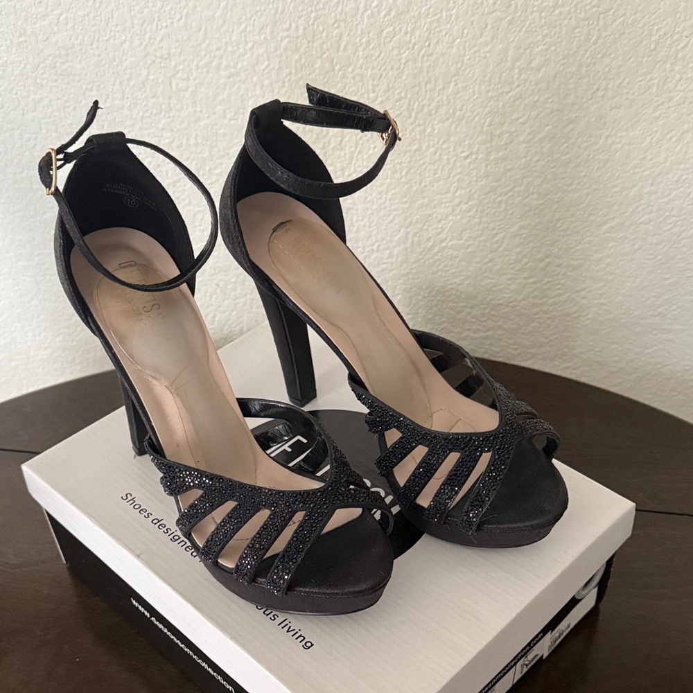 De Blossom Collection Black Glitter Heels